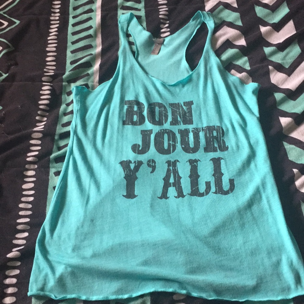 “Bon Jour Y’all” blue tank top!